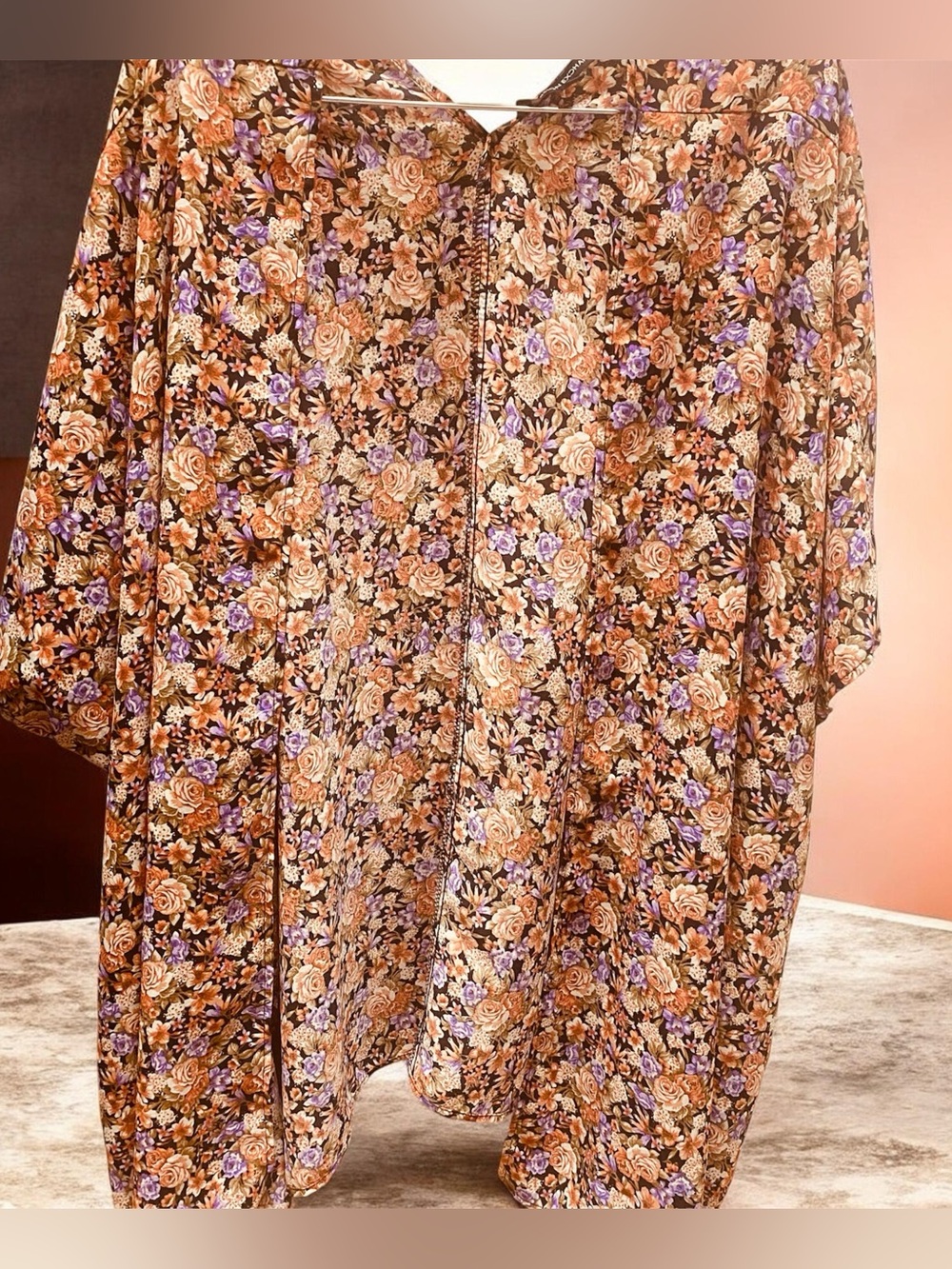 Foreign Exchange Floral kimono in Black, Purple, Peach S